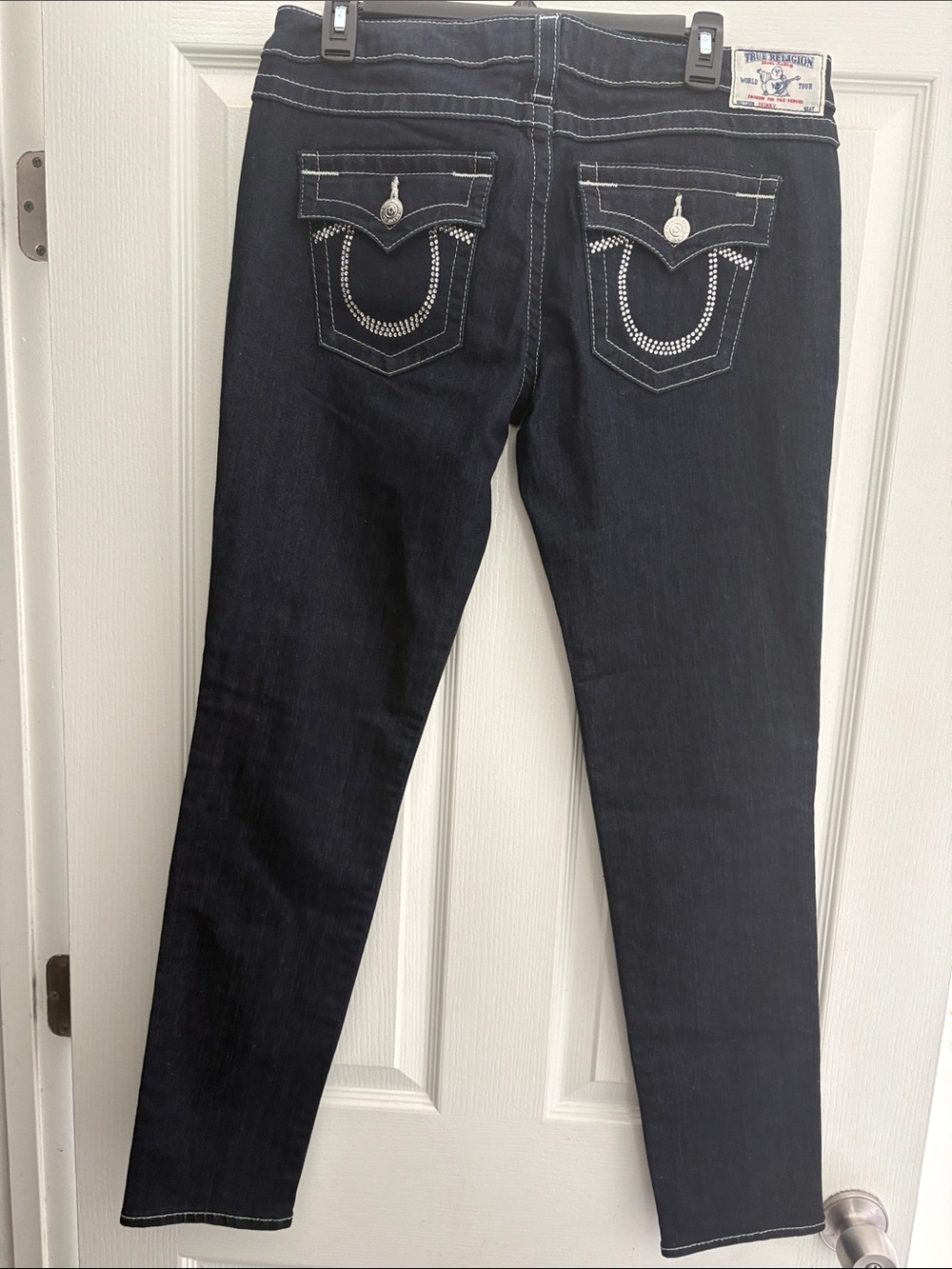 True Religion Women’s Navy Skinny Jeans with Contrast Stitching